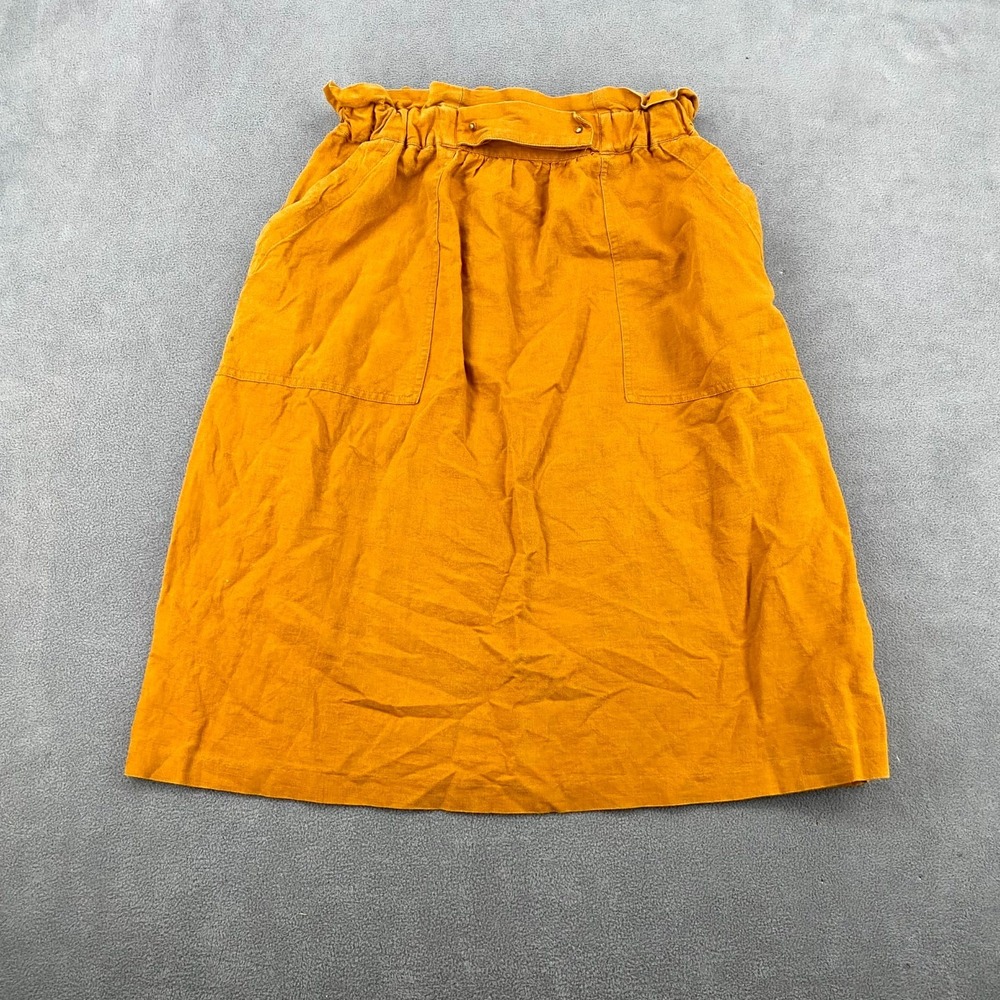 Zara A Line Skirt Womens Medium Mustard Yellow High Waisted Modern Minimalist